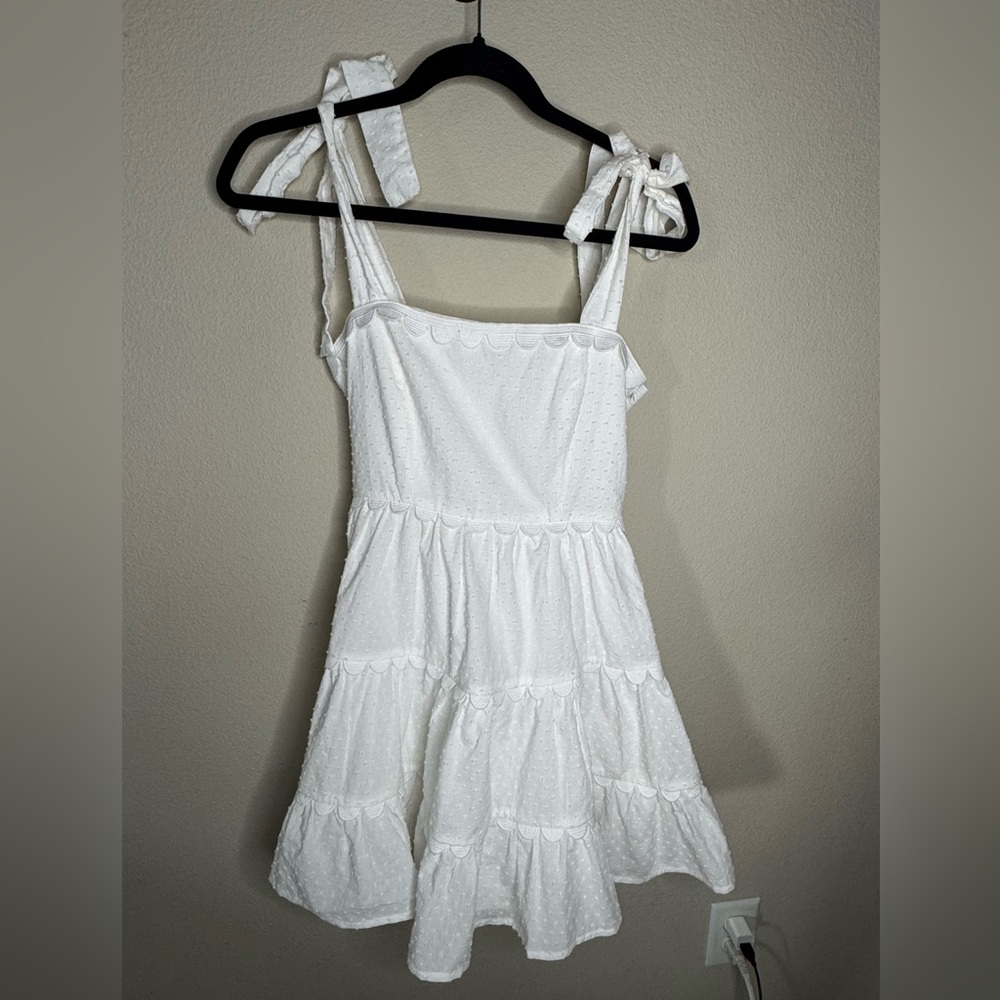 Altar'd State White Eyelet Tie-Shoulder Mini Dress